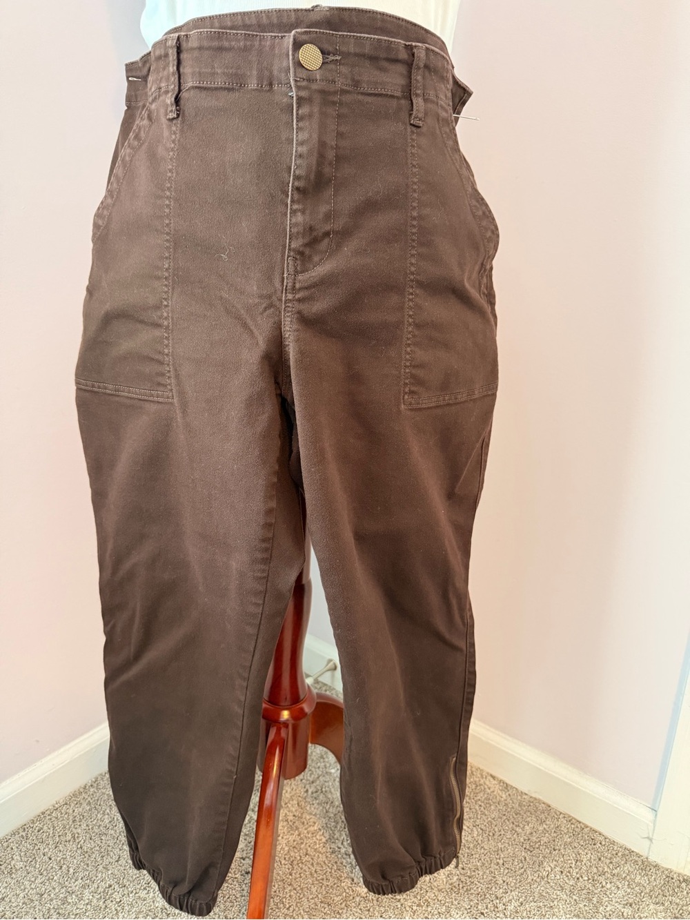 CAbi Dark Brown Utility Jogger Cargo Pants - Size 16